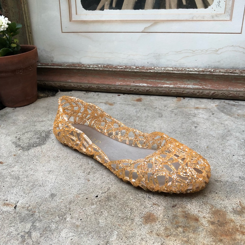 Glaze Jelly Ballet Flat Peach Slip On Pink Flats 6 - Picture 8 of 8